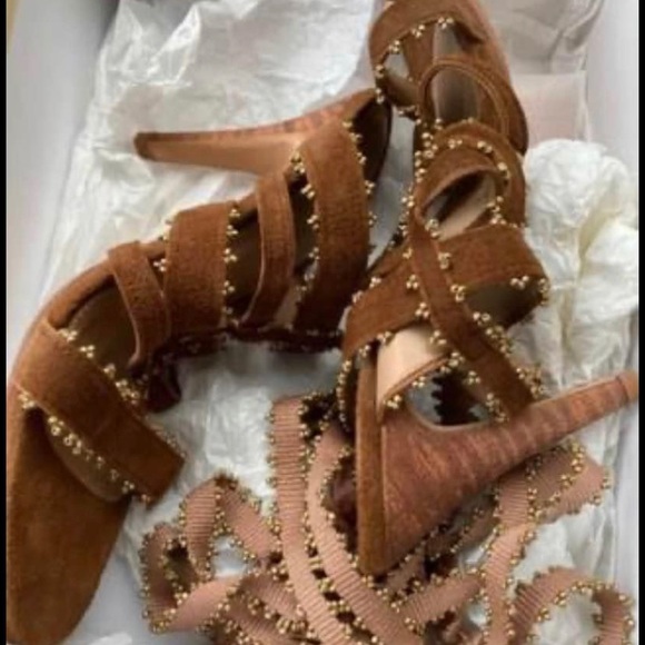 Ulla Johnson womens size 39 saddle Sabine beaded fringe heels - Picture 2 of 7